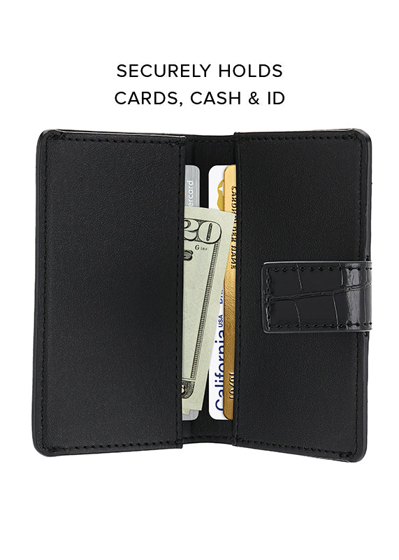 Black Crocodile Faux Leather MagSafe Wallet (Works with MagSafe Cases Only) - Image 4