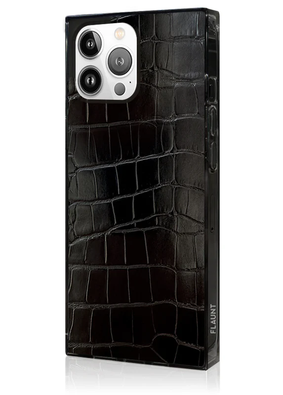 SQUARE® Black Crocodile Faux Leather iPhone Case - Image 28