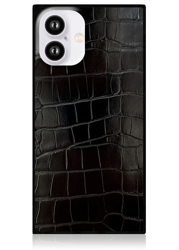 SQUARE® Black Crocodile Faux Leather iPhone Case - Image 54