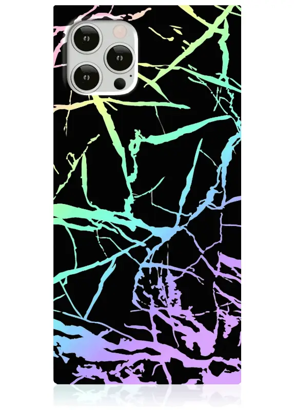 SQUARE® Holographic Black Marble iPhone Case - Image 3