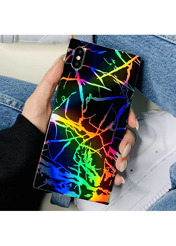 SQUARE® Holographic Black Marble iPhone Case - Image 32