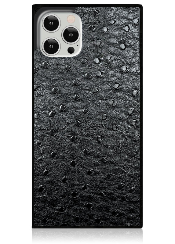 SQUARE® Black Ostrich Faux Leather iPhone Case - Image 25