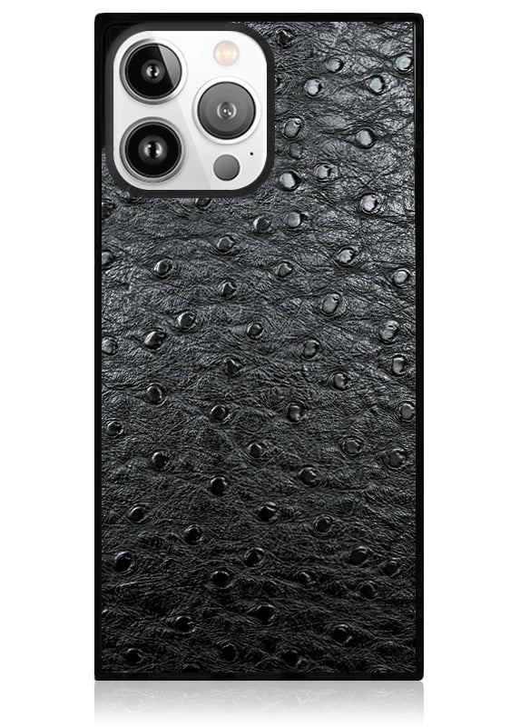 SQUARE® Black Ostrich Faux Leather iPhone Case - Image 29