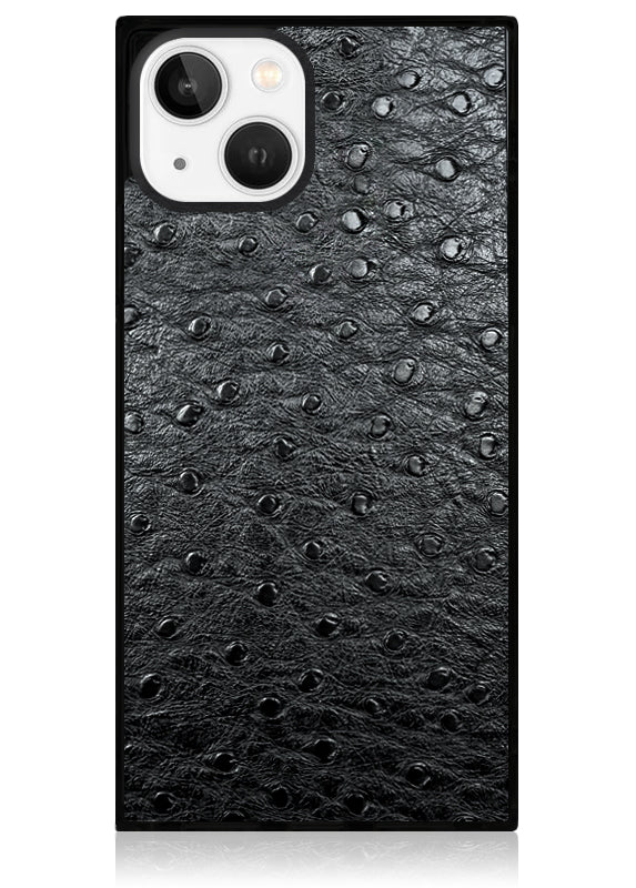 SQUARE® Black Ostrich Faux Leather iPhone Case - Image 9