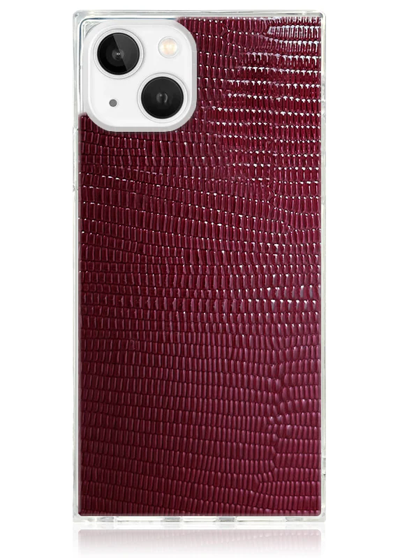 SQUARE® Burgundy Lizard Faux Leather iPhone Case - Image 11