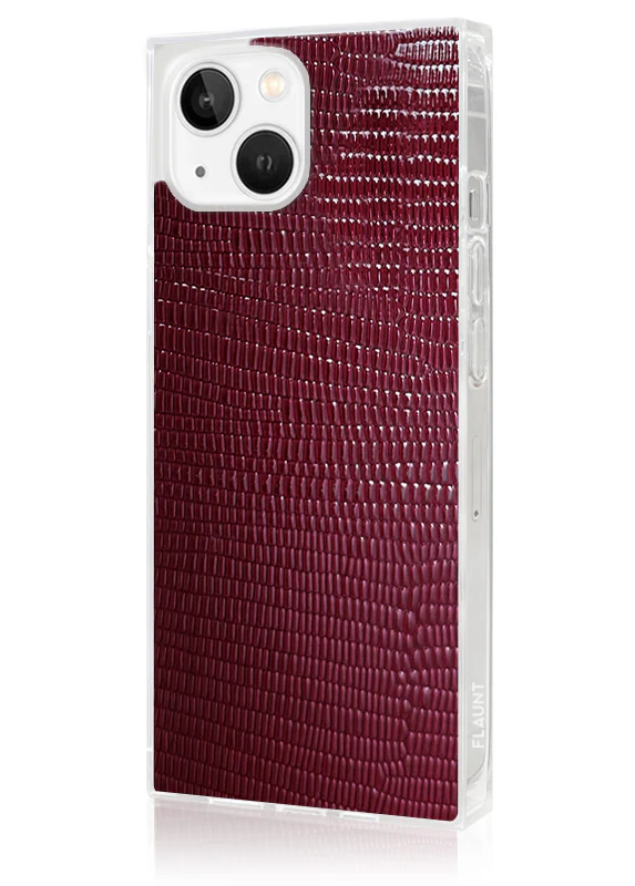 SQUARE® Burgundy Lizard Faux Leather iPhone Case - Image 12