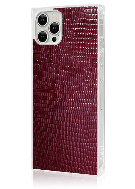 SQUARE® Burgundy Lizard Faux Leather iPhone Case - Image 26