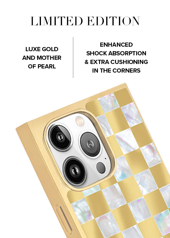 Elite Collection - SQUARE® Gold Checkered Mother of Pearl iPhone Case - Image 39