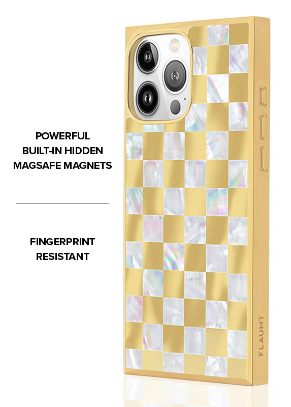 Elite Collection - SQUARE® Gold Checkered Mother of Pearl iPhone Case - Image 41
