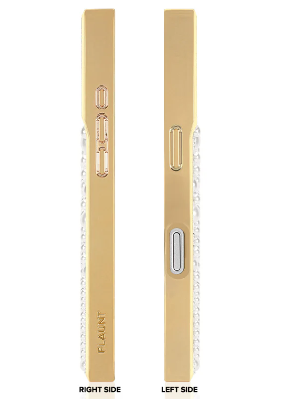 Elite Collection - SQUARE® Gold Metallic Embellished Faux Pearl iPhone Case (Not MagSafe Compatible) - Image 14