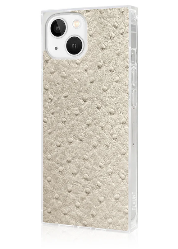 SQUARE® Ivory Ostrich Faux Leather iPhone Case - Image 12