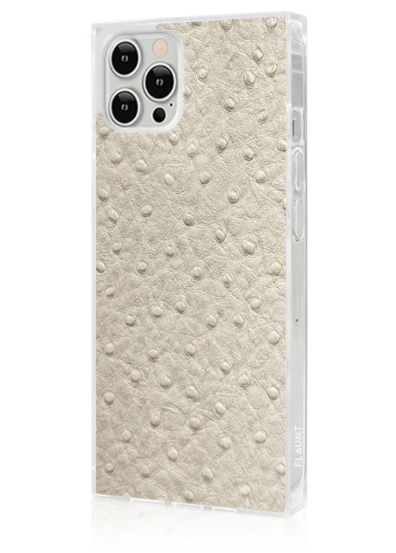 SQUARE® Ivory Ostrich Faux Leather iPhone Case - Image 26