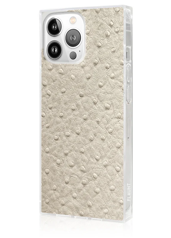 SQUARE® Ivory Ostrich Faux Leather iPhone Case - Image 34