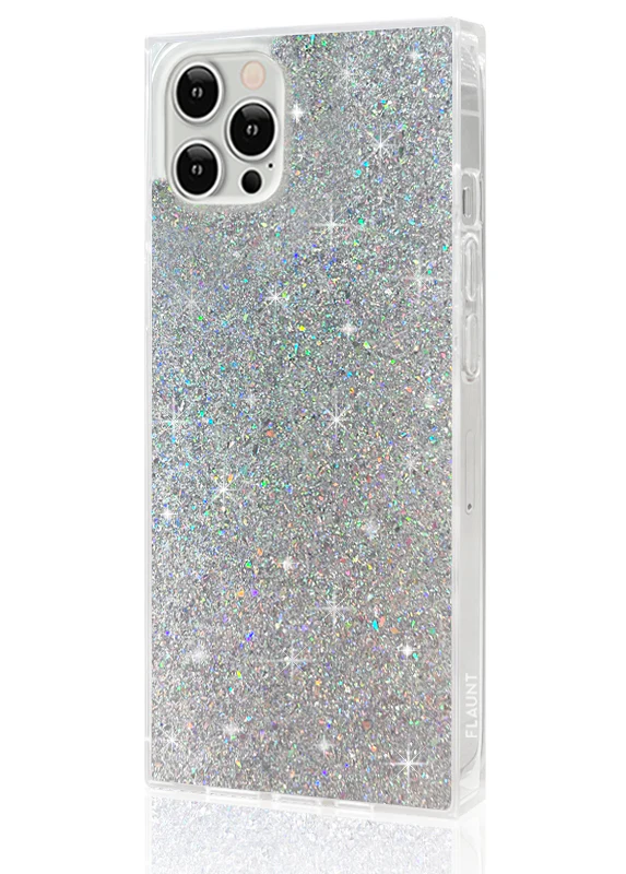 SQUARE® Silver Glitter iPhone Case - Image 10
