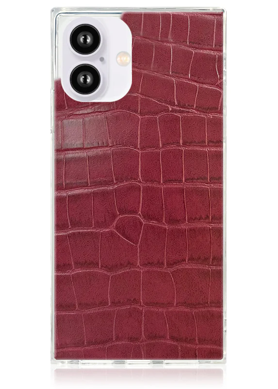 SQUARE® Burgundy Crocodile Faux Leather iPhone Case - Image 35