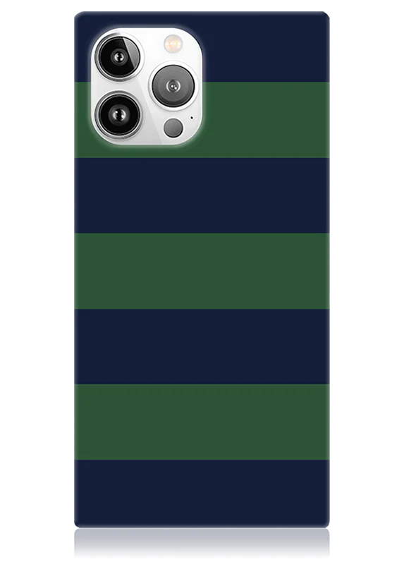 SQUARE® Navy & Green Rugby Stripe iPhone Case - Image 49