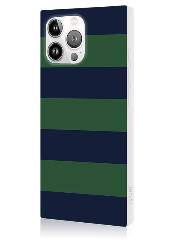SQUARE® Navy & Green Rugby Stripe iPhone Case - Image 6