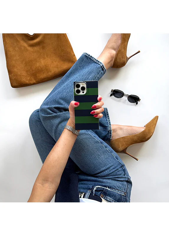 SQUARE® Navy & Green Rugby Stripe iPhone Case - Image 60