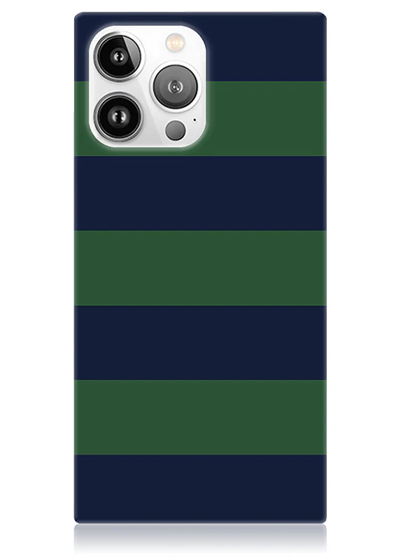 SQUARE® Navy & Green Rugby Stripe iPhone Case - Image 7