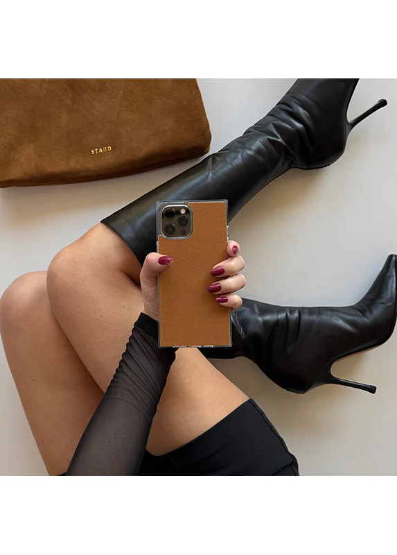 SQUARE® Tan Suede Faux Leather iPhone Case - Image 39