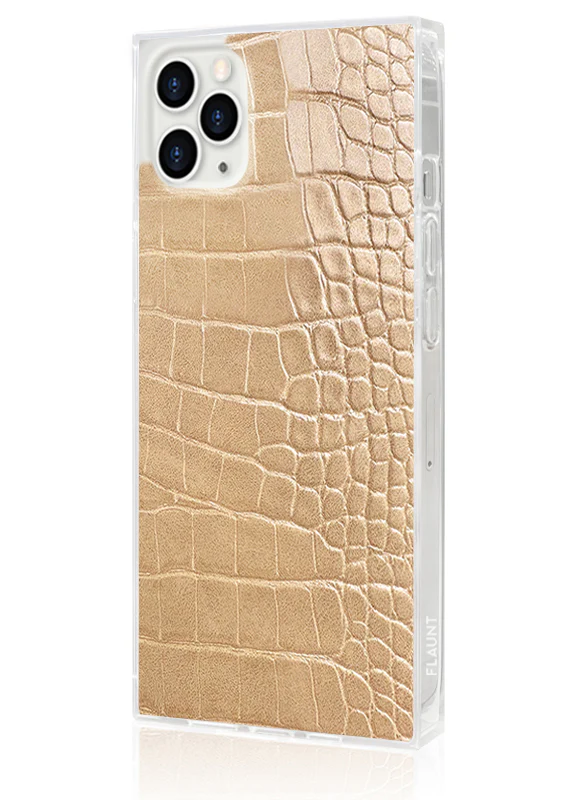 SQUARE® Tan Crocodile Faux Leather iPhone Case - Image 10