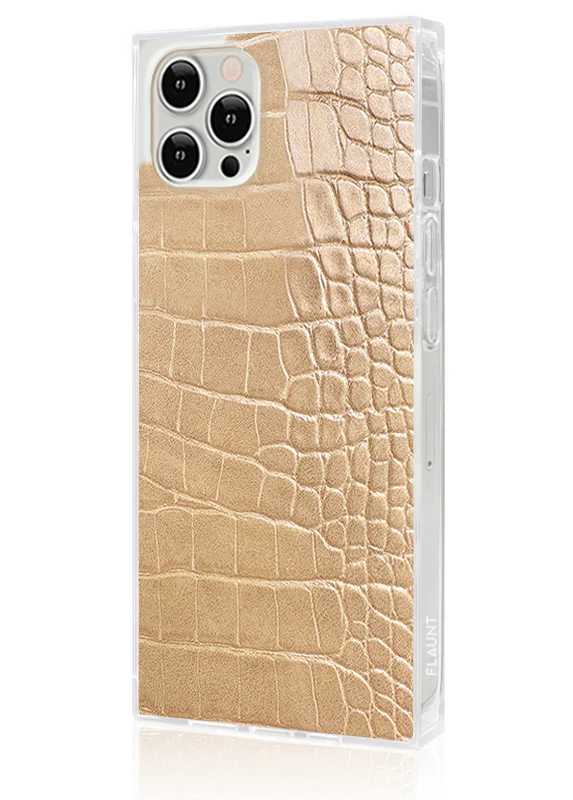 SQUARE® Tan Crocodile Faux Leather iPhone Case - Image 12