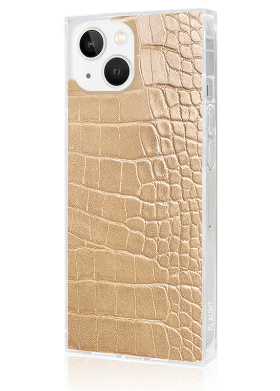 SQUARE® Tan Crocodile Faux Leather iPhone Case - Image 14