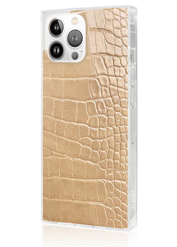SQUARE® Tan Crocodile Faux Leather iPhone Case - Image 16