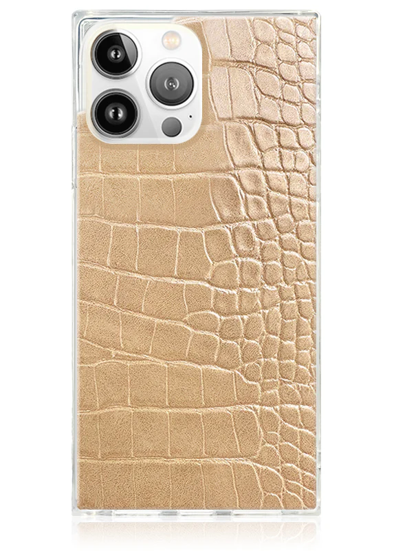 SQUARE® Tan Crocodile Faux Leather iPhone Case - Image 25