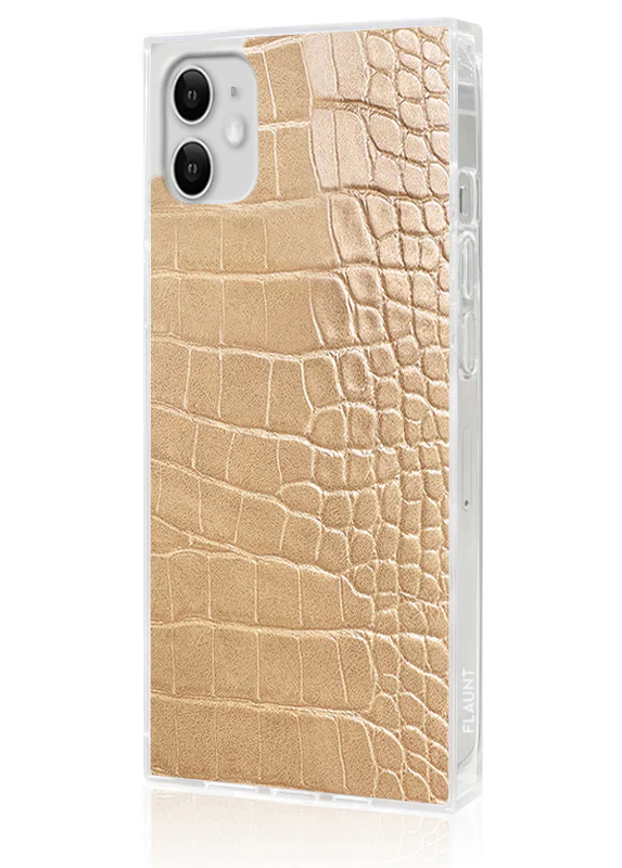 SQUARE® Tan Crocodile Faux Leather iPhone Case - Image 6