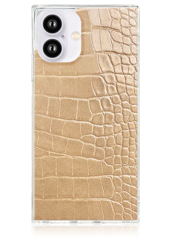SQUARE® Tan Crocodile Faux Leather iPhone Case - Image 61