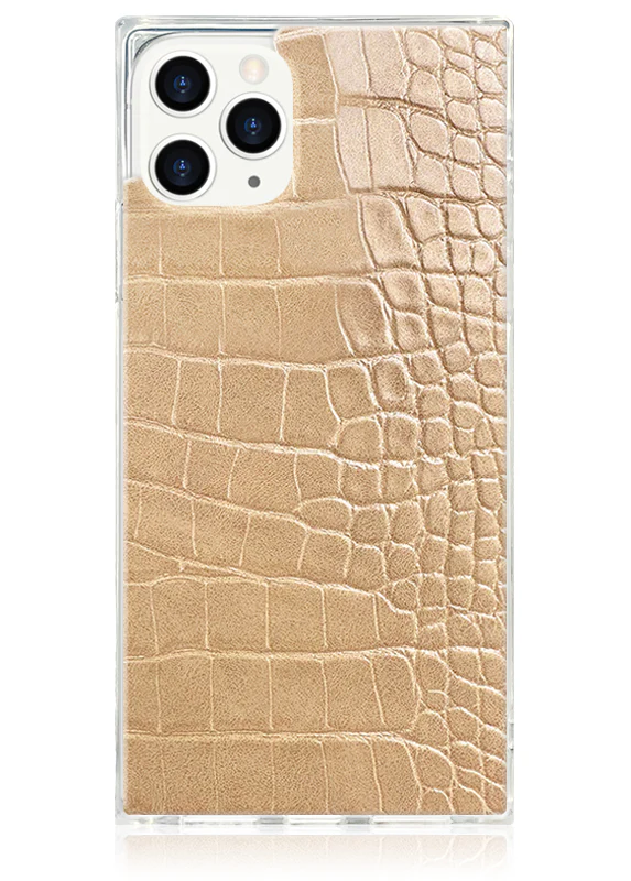 SQUARE® Tan Crocodile Faux Leather iPhone Case - Image 9