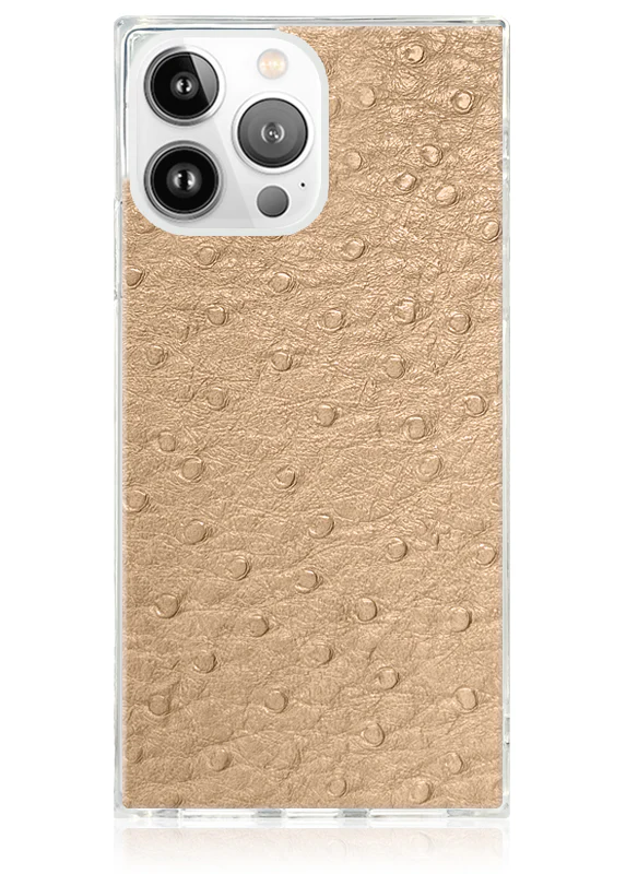 SQUARE® Tan Ostrich Faux Leather iPhone Case - Image 15