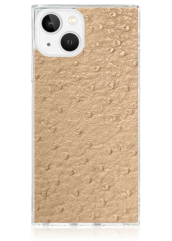 SQUARE® Tan Ostrich Faux Leather iPhone Case - Image 17