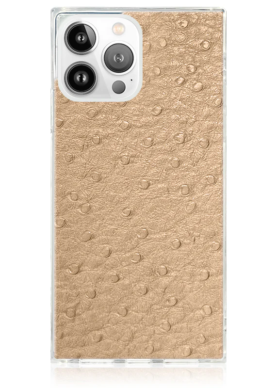 SQUARE® Tan Ostrich Faux Leather iPhone Case - Image 19