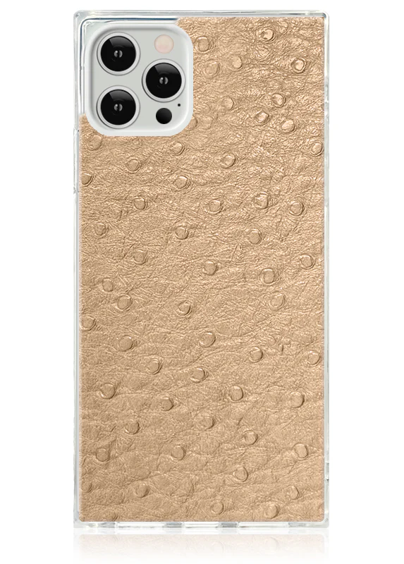 SQUARE® Tan Ostrich Faux Leather iPhone Case - Image 25