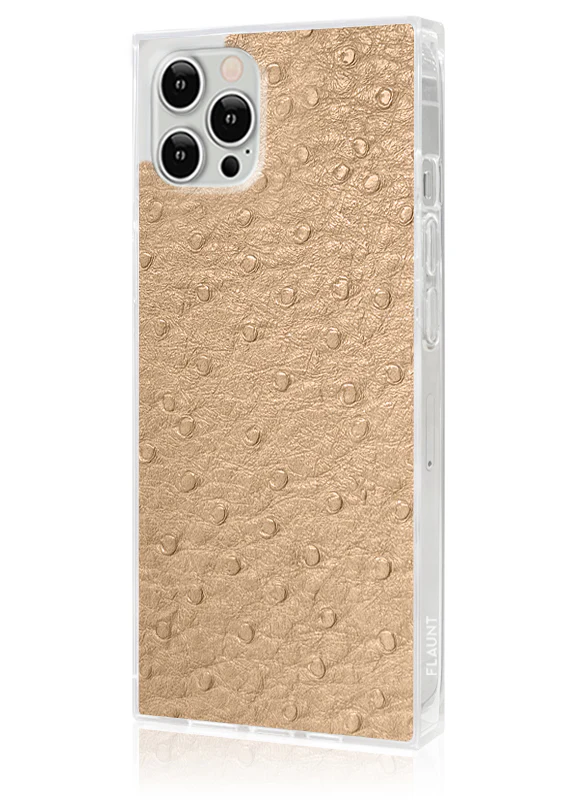 SQUARE® Tan Ostrich Faux Leather iPhone Case - Image 26