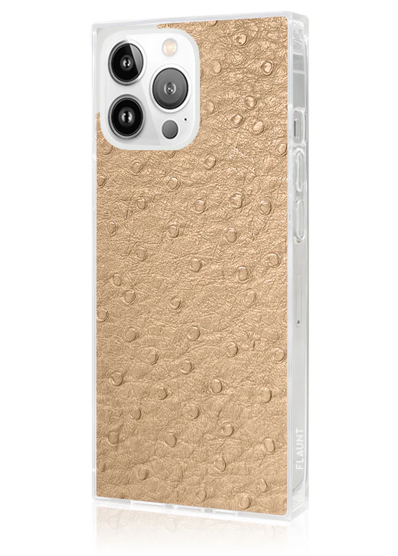 SQUARE® Tan Ostrich Faux Leather iPhone Case - Image 32