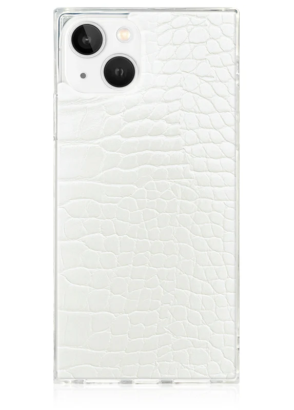 SQUARE® White Crocodile Faux Leather iPhone Case - Image 17