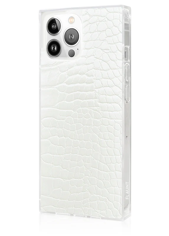 SQUARE® White Crocodile Faux Leather iPhone Case - Image 26