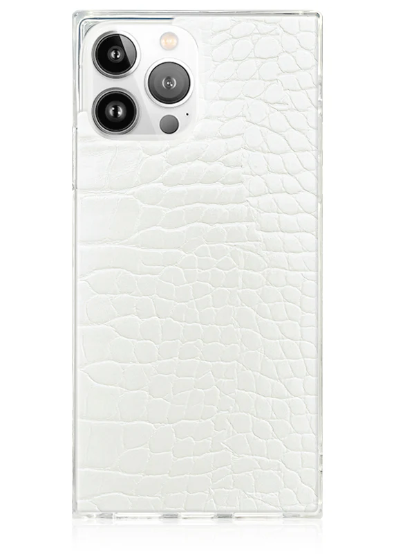 SQUARE® White Crocodile Faux Leather iPhone Case - Image 27