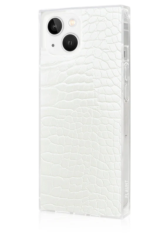 SQUARE® White Crocodile Faux Leather iPhone Case - Image 46