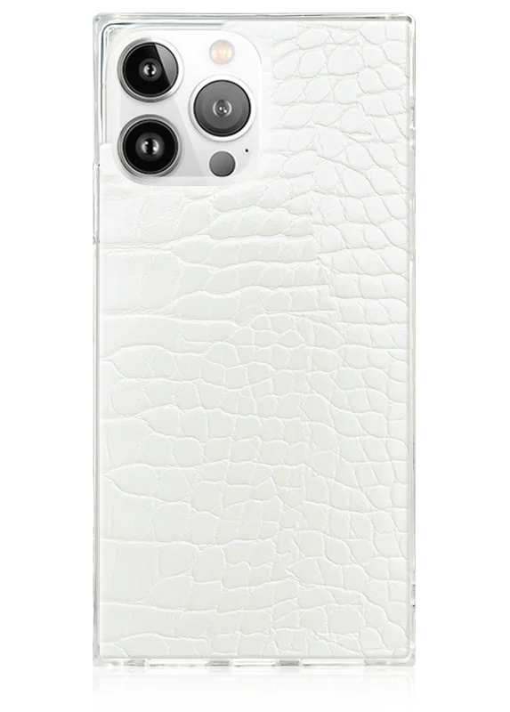 SQUARE® White Crocodile Faux Leather iPhone Case - Image 49