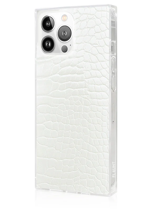 SQUARE® White Crocodile Faux Leather iPhone Case - Image 54
