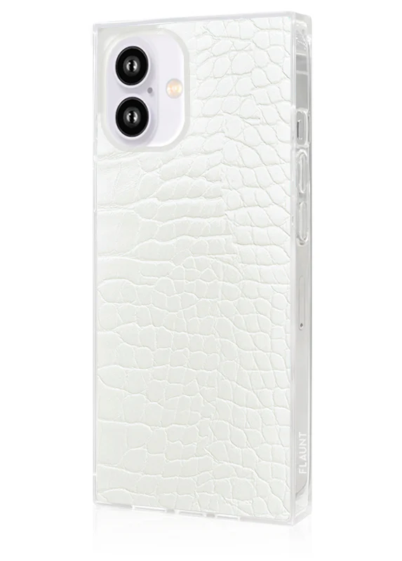 SQUARE® White Crocodile Faux Leather iPhone Case - Image 63